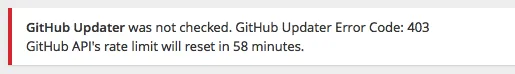 GitHub Updater error message